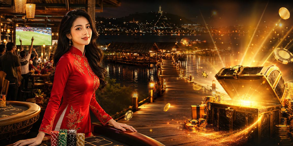 Cảnh casino Vũng Tàu phối áo dài truyền thống